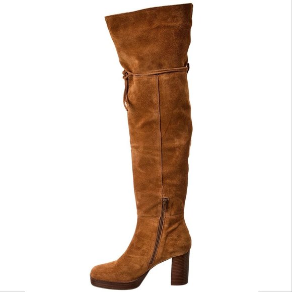 FREE PEOPLE Echo Platform Over the Knee OTK BOOTS Size 8.5 Tan Suede NEW $298 - Picture 4 of 11